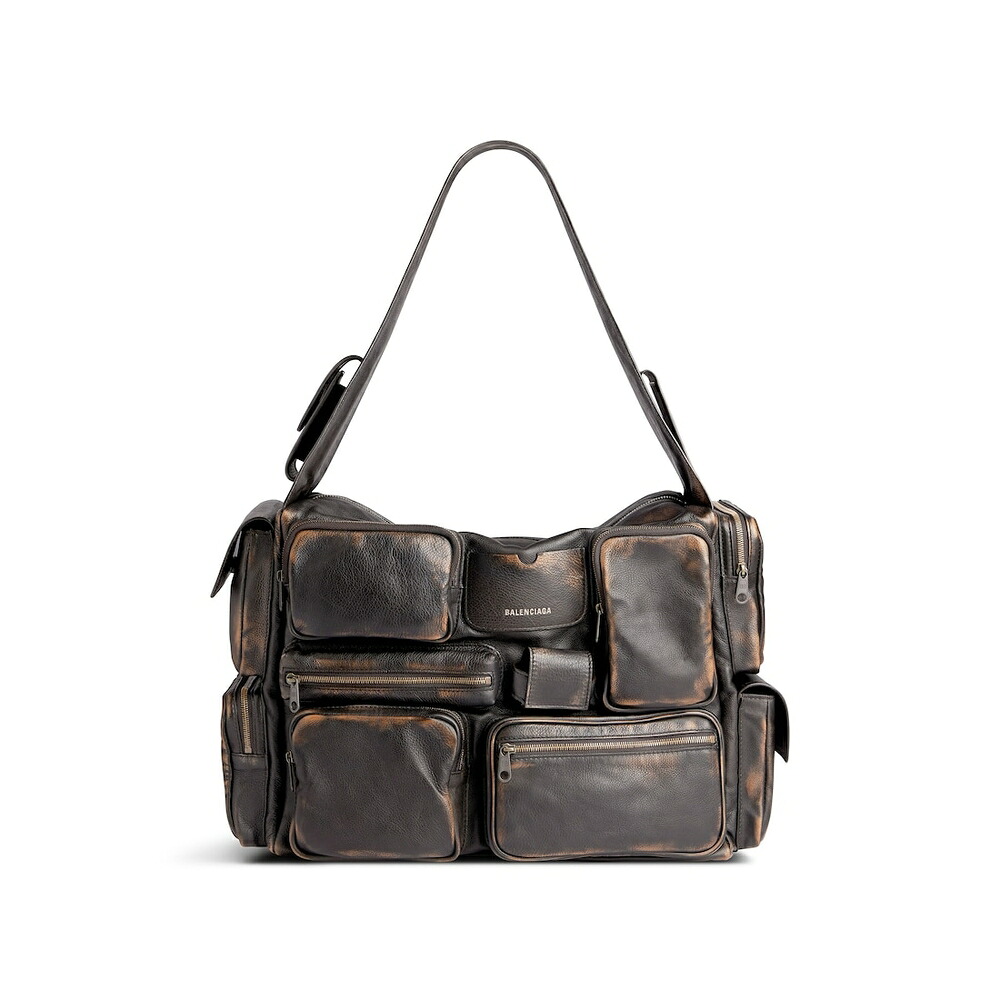 バレンシアガ BALENCIAGA メンズ SUPERBUSY ラージ スリングバッグ ユーズドエフェクト【ブラウン 】【送料無料】【正規品】
