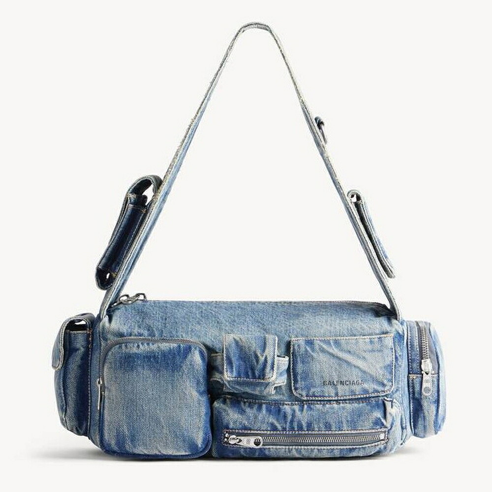 バレンシアガ BALENCIAGA メンズ SUPERBUSY スモール スリングバッグ ジーンズ【青碧 】【貨物輸送無料】【定まり品】