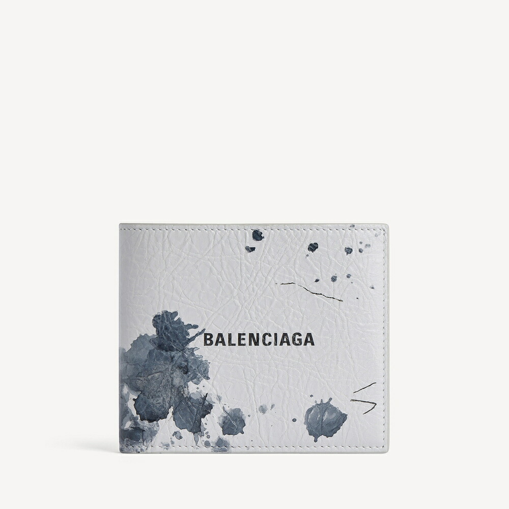 バレンシアガ BALENCIAGA メンズ CASH 真四角 フォールデッドコインウォレット 紙入れ【ともし火薄墨色 】【貨物輸送無料】【置き目品】