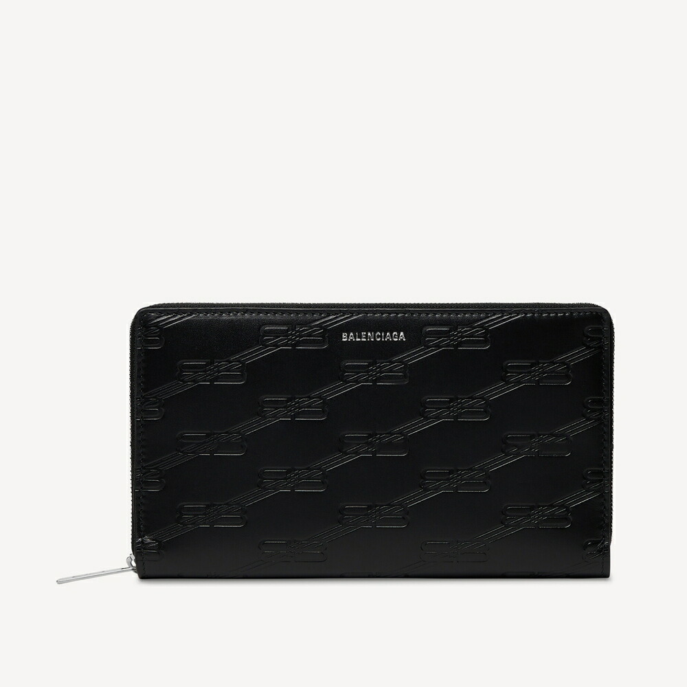 バレンシアガ BALENCIAGA メンズ EMBOSSED MONOGRAM コンチネンタル ZIP ウォレット 金入れ BOXカーフスキン【黒いこと 】【貨物輸送無料】【定め事品】