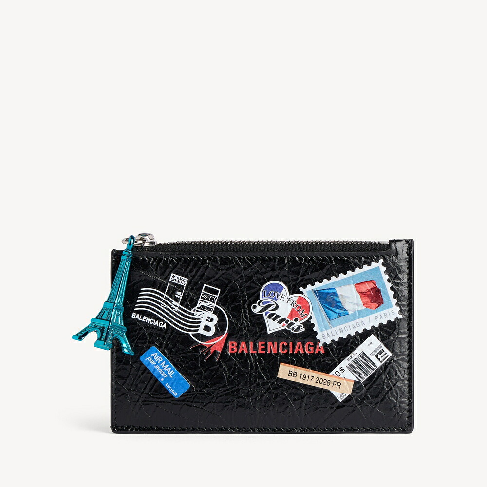 バレンシアガ BALENCIAGA メンズ CASH ラージ ロング 鋳貨\u0026歌留多【黒いこと/マルチ色つや 】【貨物輸送無料】【定め事品】