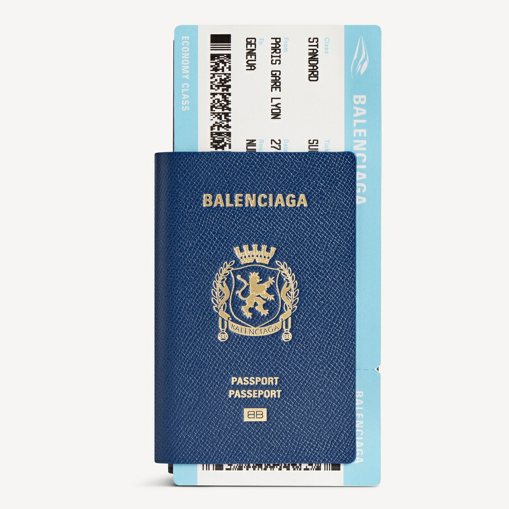 バレンシアガ BALENCIAGA メンズ PASSPORT ロング ウォレット 札入れ 1 乗車券【青色 】【貨物輸送無料】【置き目品】