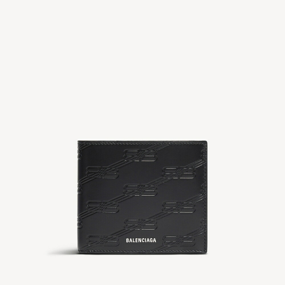 バレンシアガ BALENCIAGA メンズ EMBOSSED MONOGRAM スクエアFOLDEDウォレット 財布 BOXカーフスキン【ブラック 】【送料無料】【正規品】｜ブランドバッグ・雑貨CELEBRITY