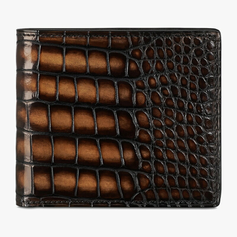 ベルルッティ Berluti マコレ アリゲーターレザー コンパクトウォレット 銭入れ【tobacco bis 】【貨物輸送無料】【定まり品】