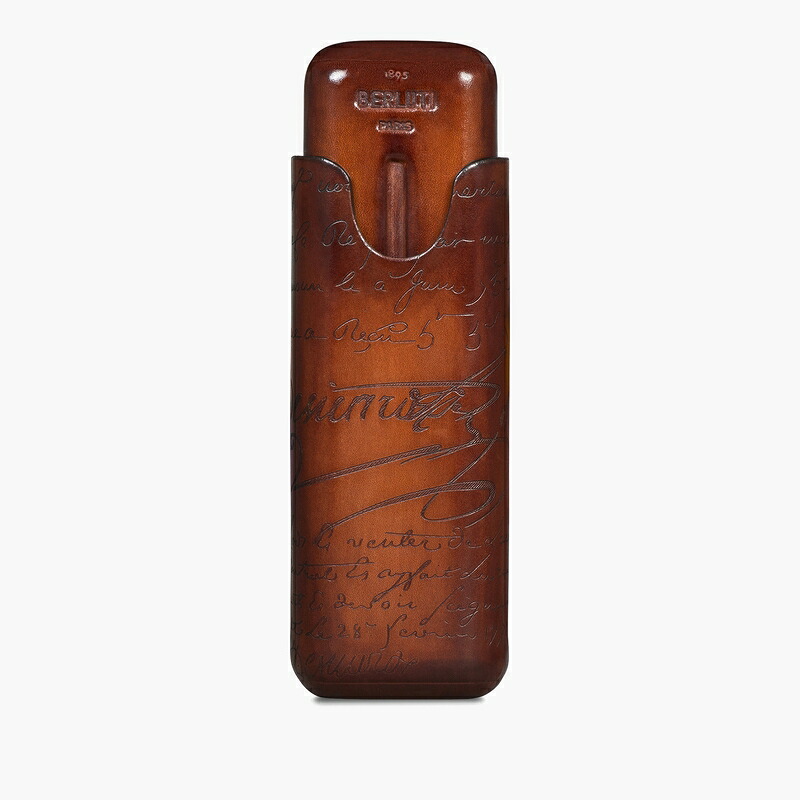 ベルルッティ Berluti 葉巻きタバコ入れもの 2 スクリットレザー【cacao intenso 】【貨物輸送無料】【置き目品】