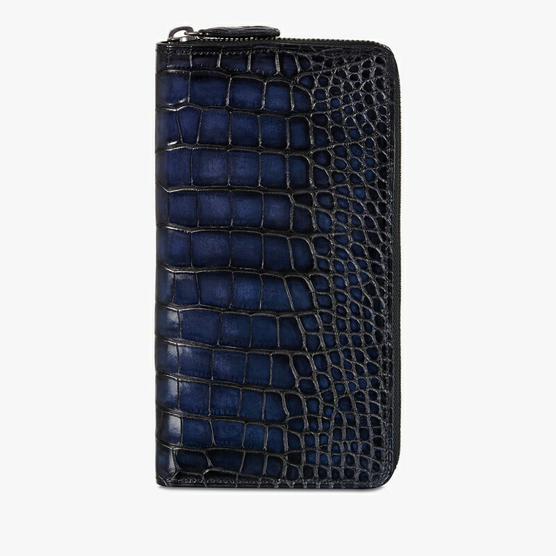 ベルルッティ Berluti イタウバ アリゲーターレザー ロングジップ付きウォレット 財布【nero blu 】【送料無料】【正規品】