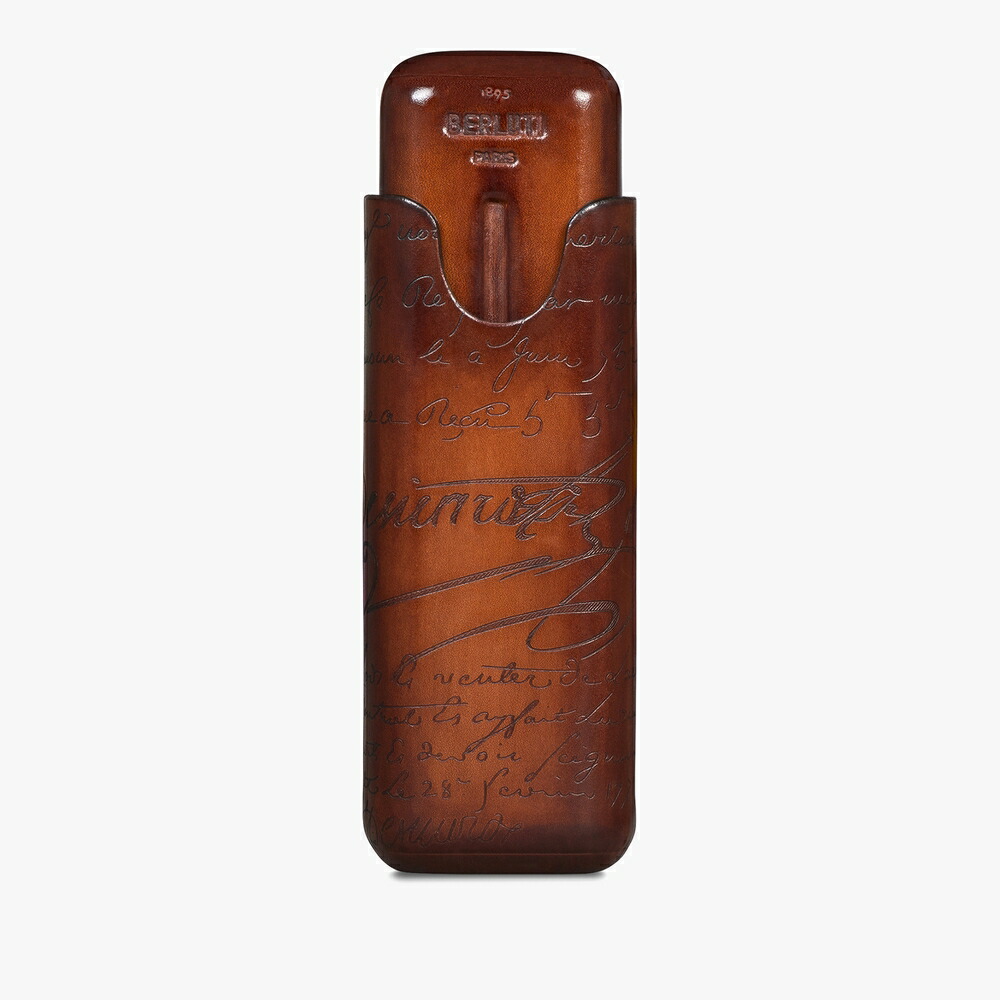 ベルルッティ Berluti 葉巻きタバコ入れもの 2 スクリットレザー【cacao intenso 】【貨物輸送無料】【置き目品】