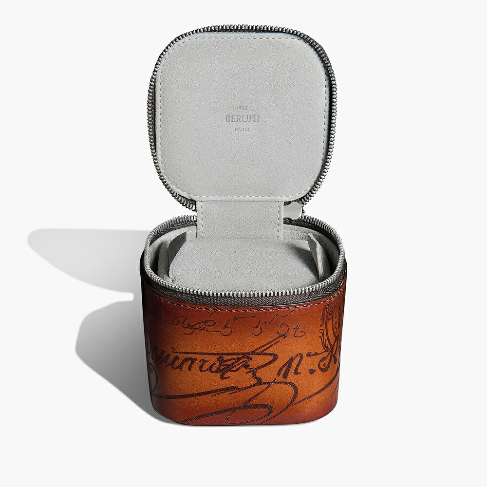 ベルルッティ Berluti スクリットレザー 1本用ウオッチケース【arancio vermiglio 】【貨物輸送無料】【置き目品】