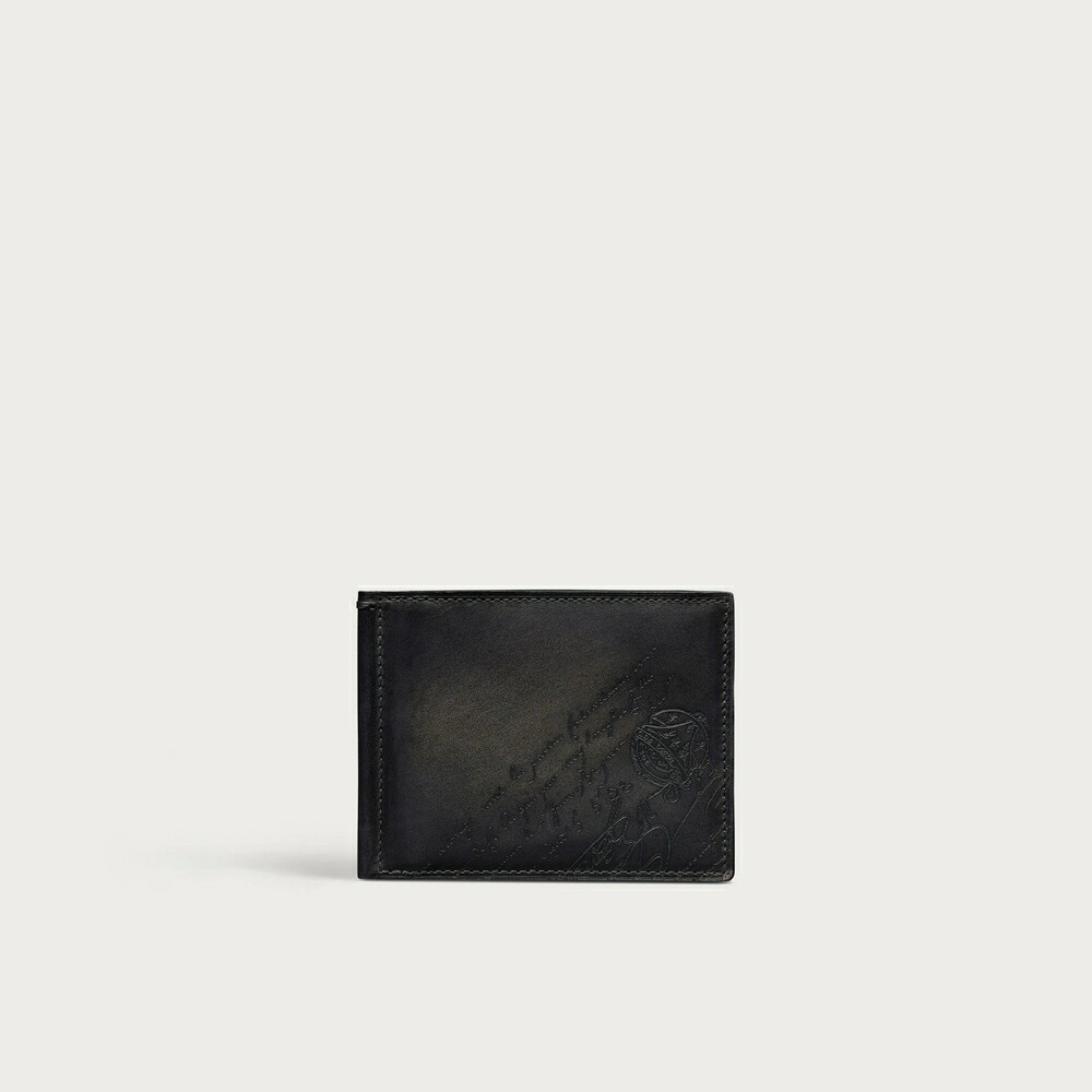 ベルルッティ Berluti 図形 下げ翼 コンパクトウォレット 金入れ【nero grigio 】【貨物輸送無料】【定め事品】
