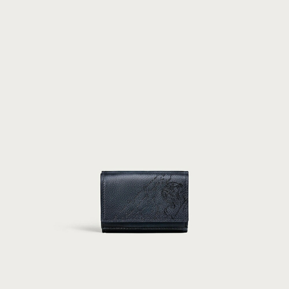 ベルルッティ Berluti アカジュー 下げ翼 コンパクトウォレット 札入れ【indigo denim 】【貨物輸送無料】【置き目品】