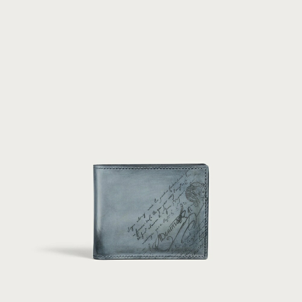 ベルルッティ Berluti マコレ か細い 下げ翼 コンパクトウォレット 金入れ【bleu brume 】【貨物輸送無料】【定め事品】