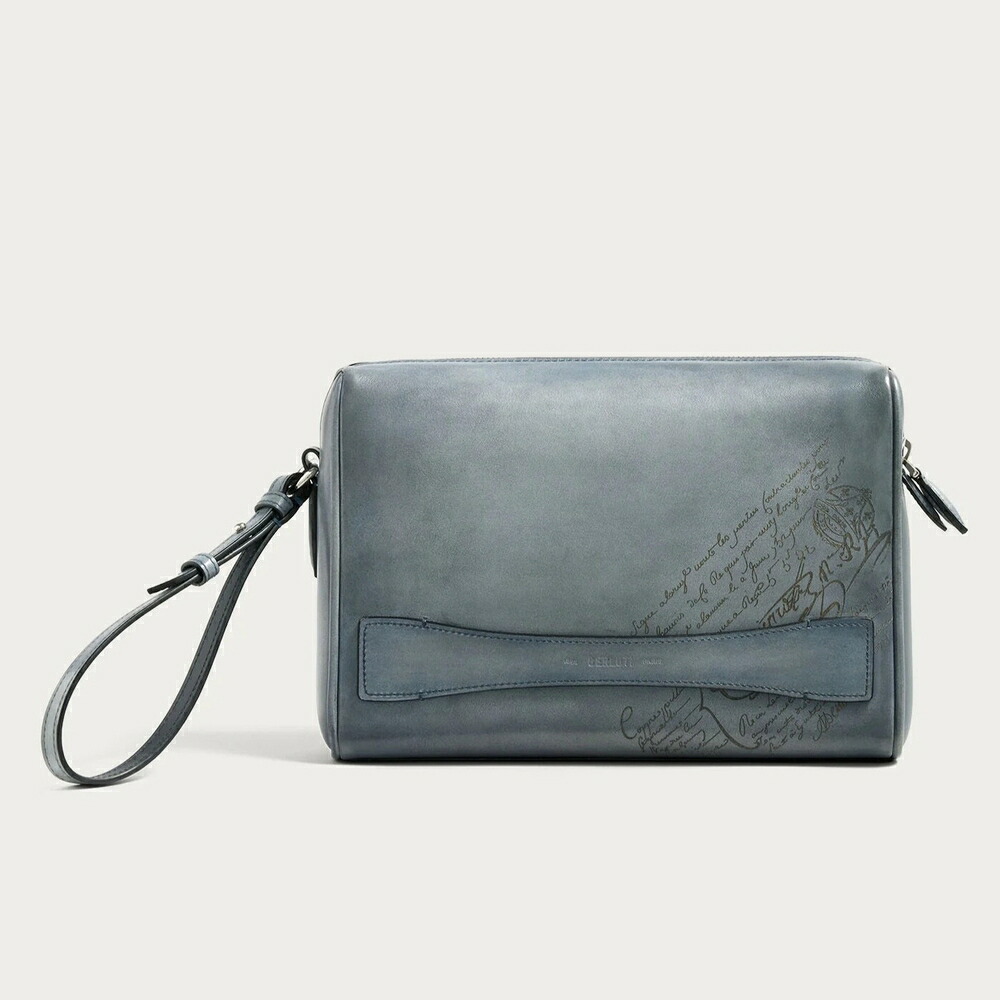 ベルルッティ Berluti サクラ色木材 ジップポーチ【bleu brume 】【貨物輸送無料】【定まり品】