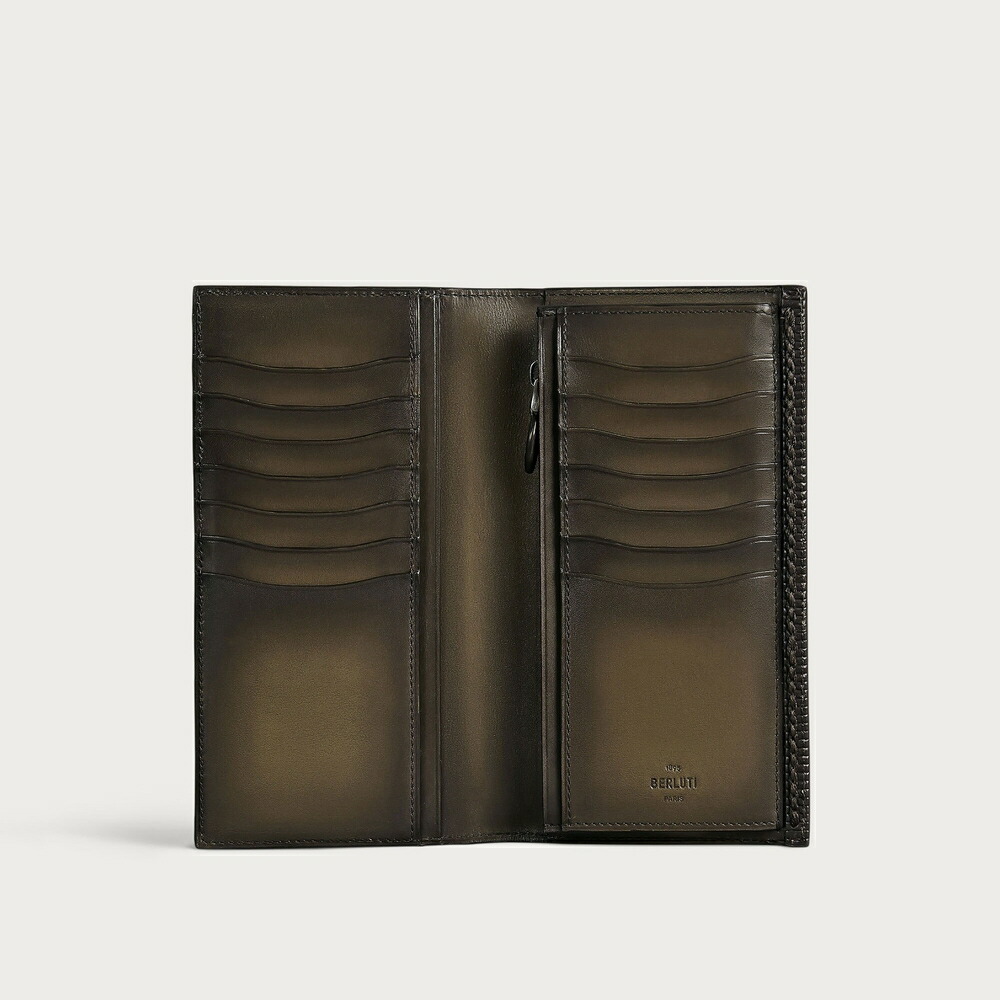 ベルルッティ Berluti 上半身 ルティ 下げ翼 ロングウォレット 金入れ【legno bruciato 】【貨物輸送無料】【定め事品】