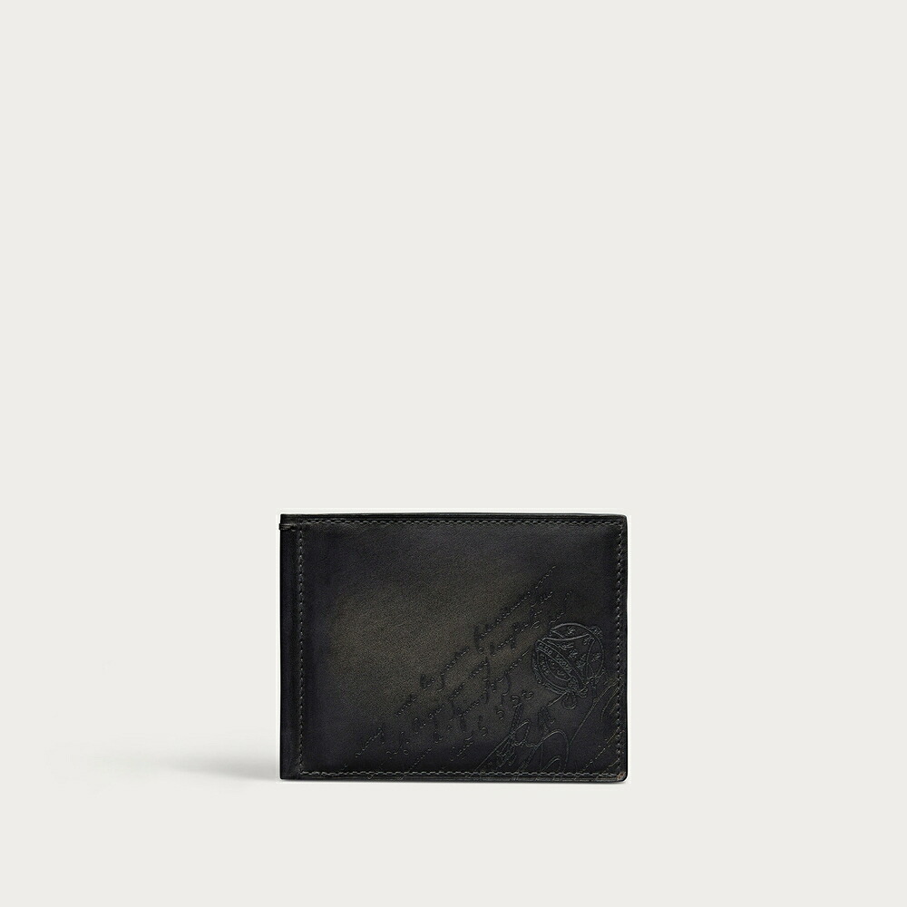 ベルルッティ Berluti 図形 下げ翼 コンパクトウォレット 金入れ【nero grigio 】【貨物輸送無料】【定め事品】