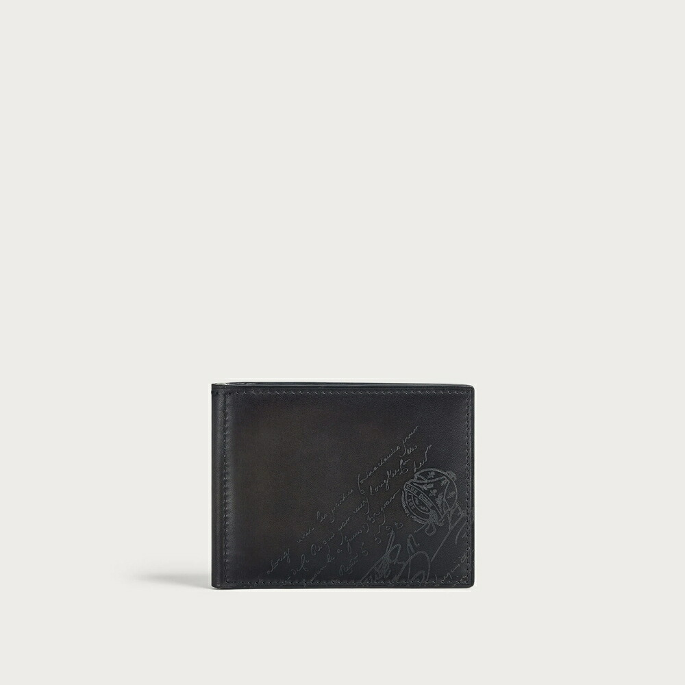ベルルッティ Berluti 図形 鋳貨 下げ翼 コンパクトウォレット 札入れ【nero grigio 】【貨物輸送無料】【置き目品】