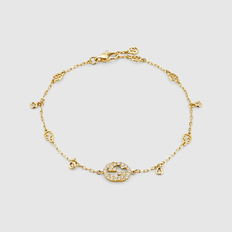 グッチ GUCCI レディース インターロッキング ダイヤモンド ブレスレット【18K イエローゴールド 】【送料無料】【正規品】
