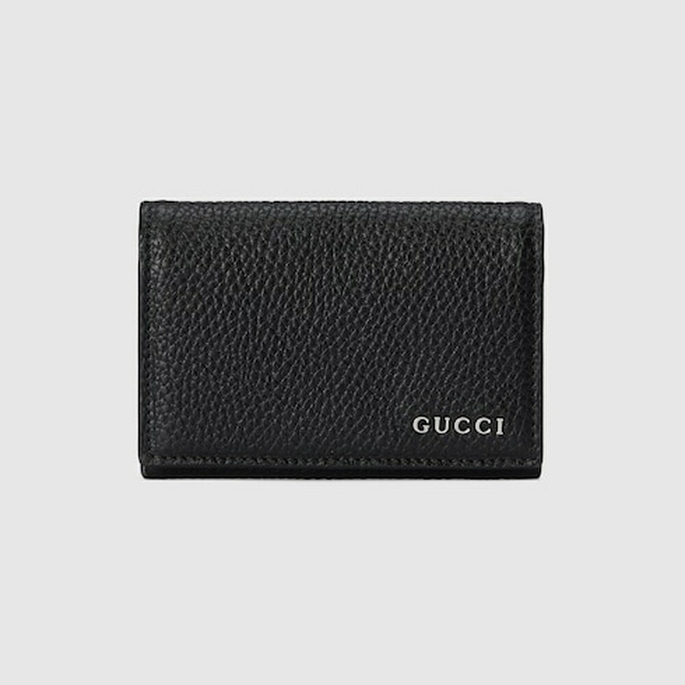 グッチ GUCCI メンズ GUCCI ロゴタイプ 歌留多容れもの（名刺入れ）【黒いこと なめし革 】【貨物輸送無料】【定め事品】
