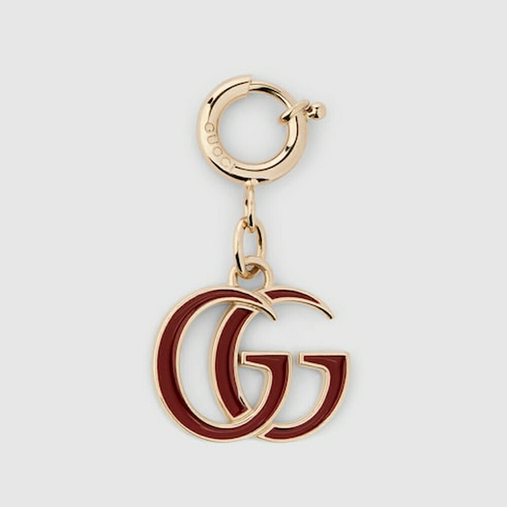 グッチ GUCCI レディース ダブルG バッグ チャーム【グッチ ロッソ アンコーラ（深い赤）ラッカー 】【送料無料】【正規品】