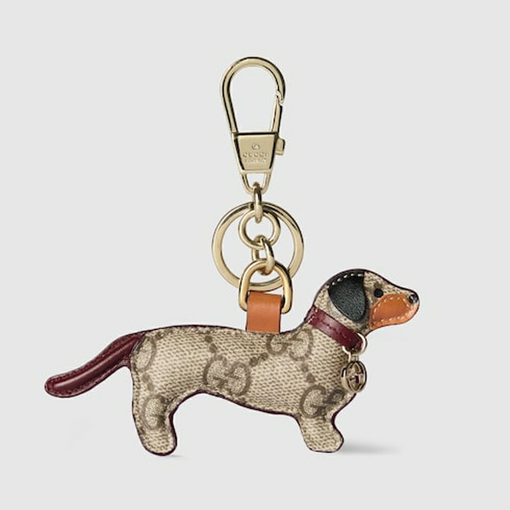 グッチ GUCCI レディース ドッグ シェイプ バッグ チャーム【ベージュ＆ダークブラウン キャンバス 】【送料無料】【正規品】