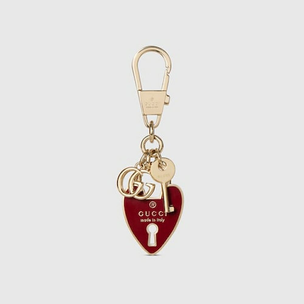 グッチ GUCCI レディース ハートシェイプ キーチェーン【グッチ ロッソ アンコーラ（深い赤）ラッカー 】【送料無料】【正規品】