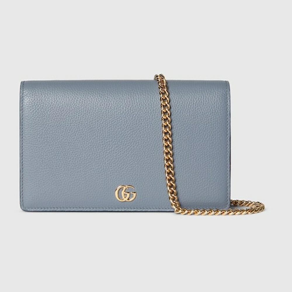 グッチ GUCCI レディース ダブルG チェーンウォレット 財布【ライトブルー＆ベージュ レザー 】【送料無料】【正規品】