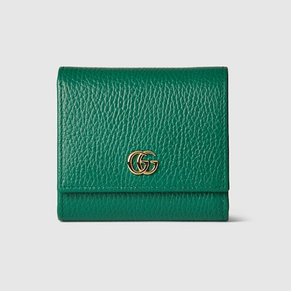 グッチ GUCCI レディース ダブルG ミディアム ウォレット 財布【グリーン レザー 】【送料無料】【正規品】