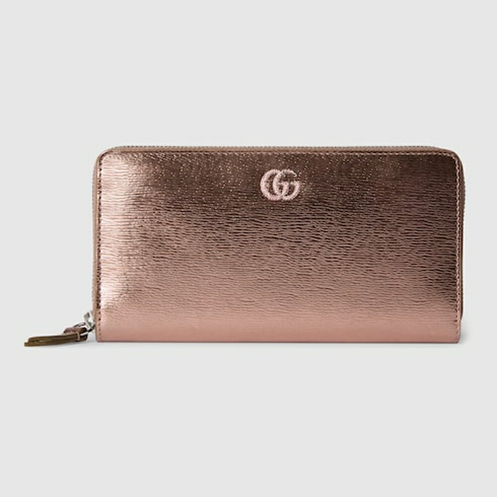 グッチ GUCCI レディース ダブルG バイカラー ジップアラウンドウォレット 財布【ブロンズ パテントレザー 】【送料無料】【正規品】