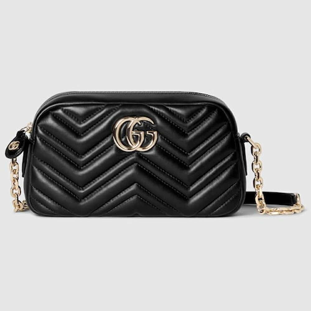 グッチ GUCCI レディース GGマーモント スモール 写真機御徒面子【黒いこと なめし革 】【貨物輸送無料】【置き目品】