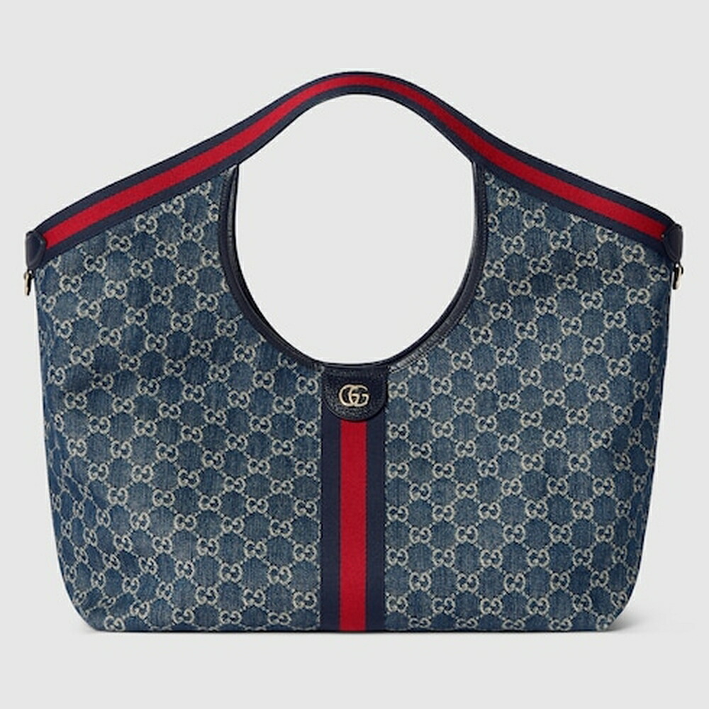 グッチ GUCCI レディース ジリオ ラージ トートバッグ【青色＆白いこと GGジーンズ 】【貨物輸送無料】【置き目品】