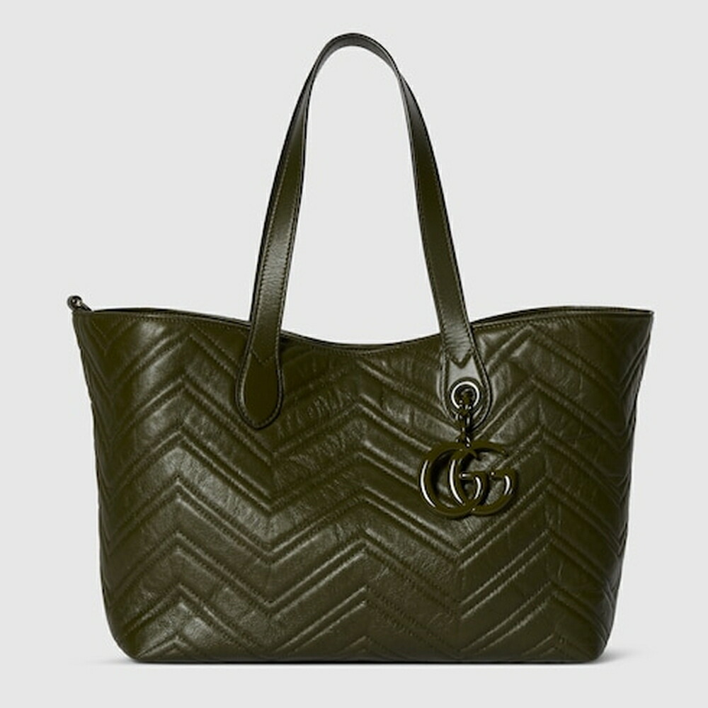 グッチ GUCCI レディース GGマーモント 並み並み トートバッグ【フォレストグリーン なめし革 】【貨物輸送無料】【置き目品】