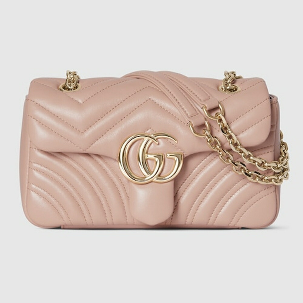 グッチ GUCCI レディース GGマーモント スモール ショルダーバッグ【ピンクベージュ レザー 】【送料無料】【正規品】