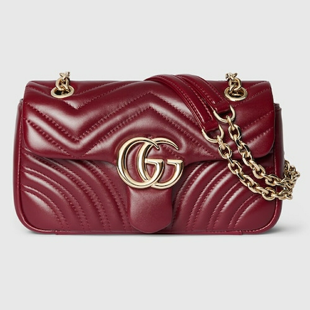 グッチ GUCCI レディース GGマーモント スモール ショルダーバッグ【グッチ ロッソ アンコーラ（深い赤）レザー 】【送料無料】【正規品】