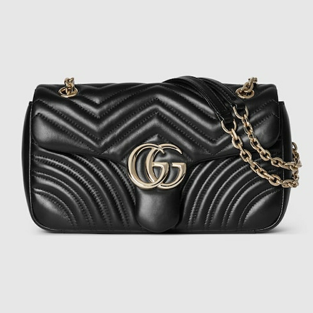 グッチ GUCCI レディース GGマーモント 並み並み ショルダーバッグ【黒いこと なめし革 】【貨物輸送無料】【置き目品】 バッグ-レディースバッグ