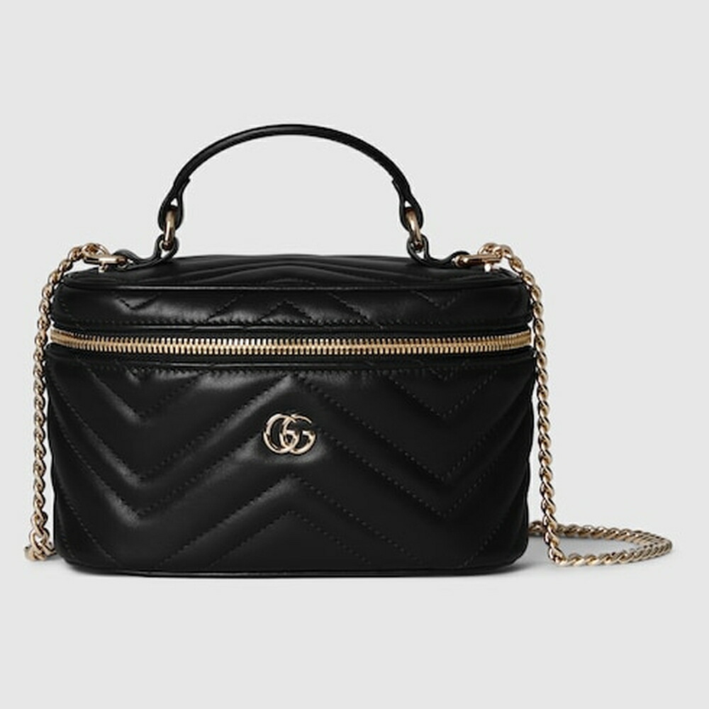 グッチ GUCCI レディース GGマーモント ミニ バニティバッグ【黒いこと なめし革 】【貨物輸送無料】【定め事品】