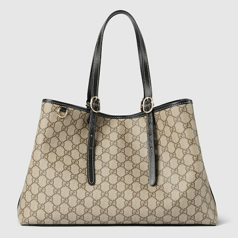 グッチ GUCCI レディース GG象徴 ラージ トートバッグ【ベージュ＆うす暗い赤銅色 織り地 】【貨物輸送無料】【置き目品】