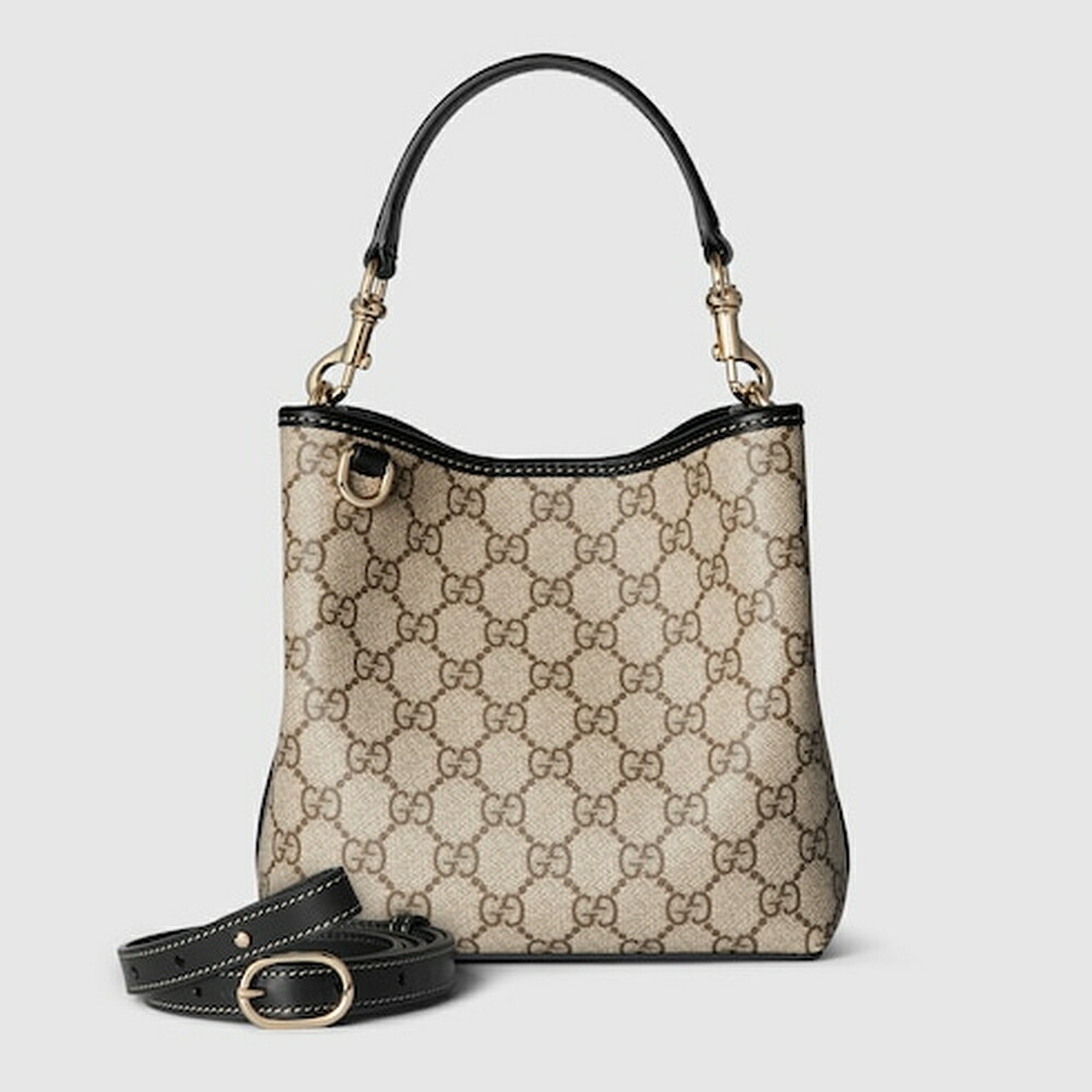 グッチ GUCCI レディース GGエンブレム スモール バケットバッグ【ベージュ＆ダークブラウン ファブリック 】【送料無料】【正規品】 189,050円