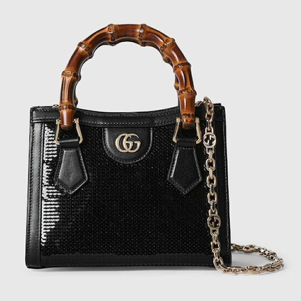 グッチ GUCCI レディース ダイアナ 刺しゅう スモール トートバッグ【黒いこと 地絹繻子 】【貨物輸送無料】【定め事品】