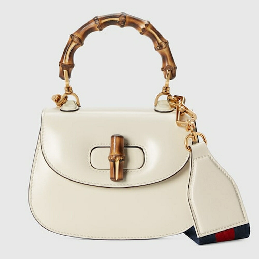 グッチ GUCCI レディース バンブー 1947 ミニ御徒面子【白いこと なめし革 】【貨物輸送無料】【定まり品】