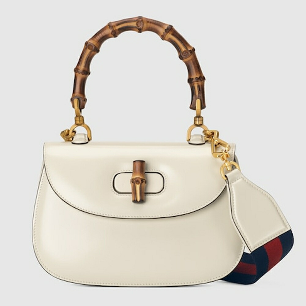 グッチ GUCCI レディース バンブー 1947 スモール御徒面子【白いこと なめし革 】【貨物輸送無料】【定め事品】