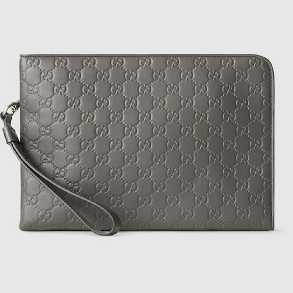 グッチ GUCCI メンズ GGエンブレム ポーチ【グレー GGスプリーム 】【送料無料】【正規品】