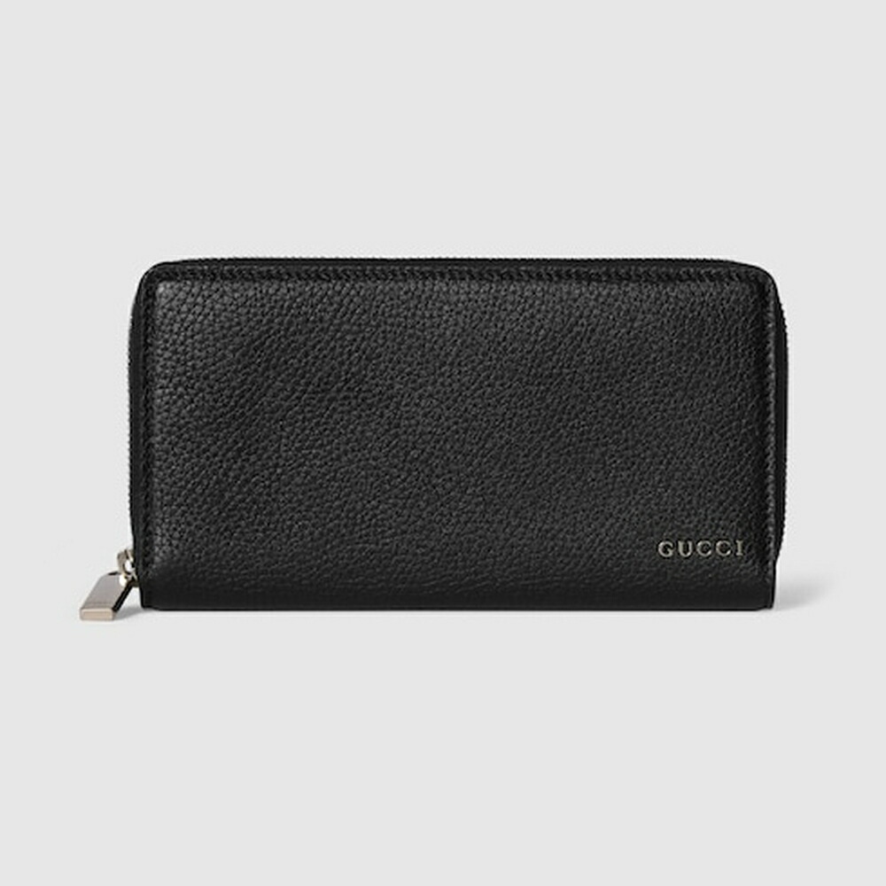 グッチ GUCCI メンズ ジップアラウンドウォレット 金入れ 青碧 室内装飾【黒いこと グレインレザー 】【貨物輸送無料】【定め事品】