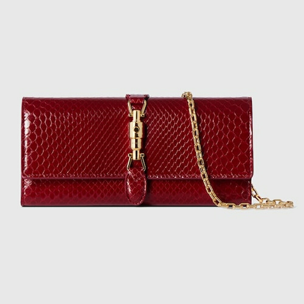 グッチ GUCCI レディース Gucci Jackie パイソン チェーン店付き添い人 ウォレット がま口【幽々たる赤いこと なめし革 】【貨物輸送無料】【決まり品】 バッグ・小物・ブランド雑貨-レディース財布-財布・ケース