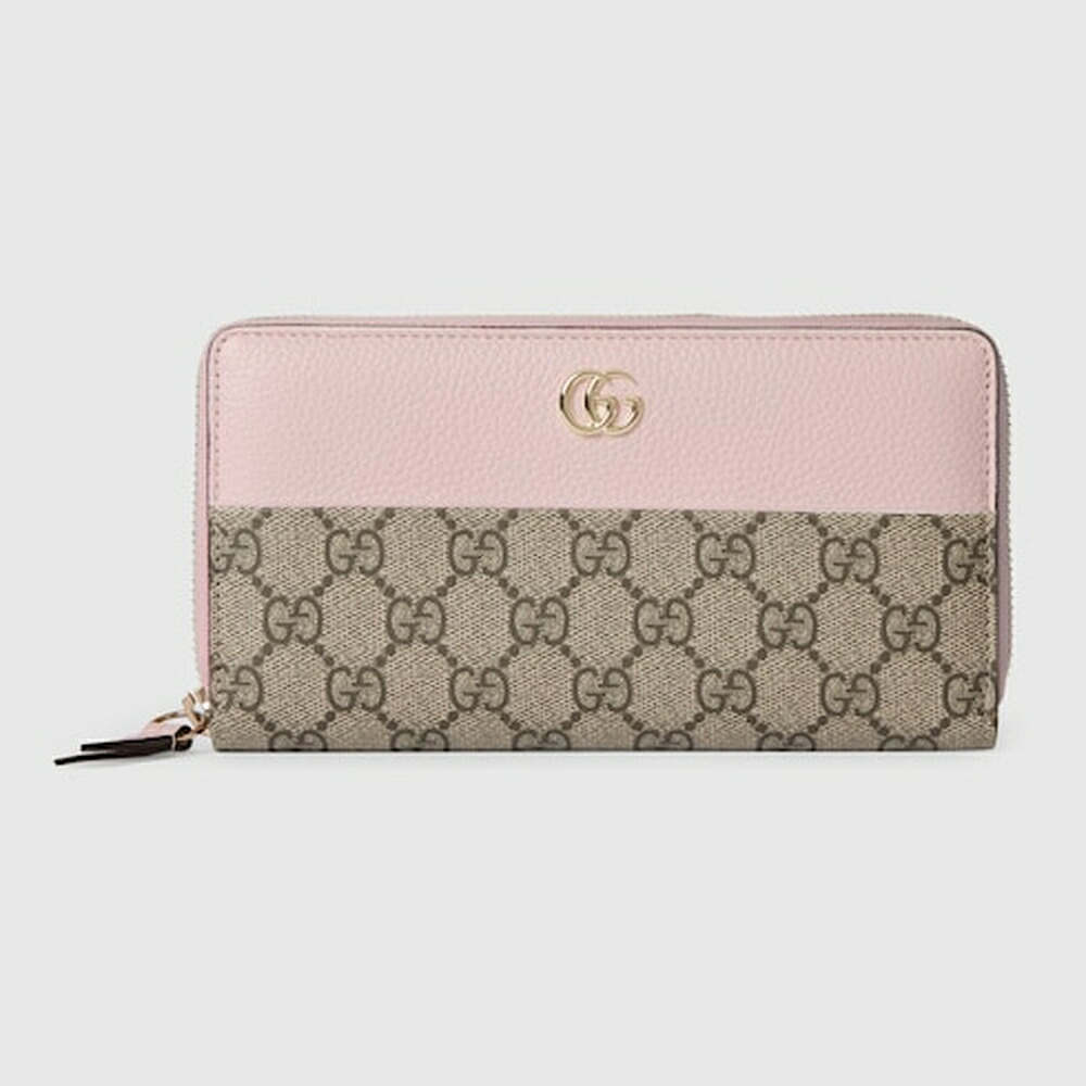 グッチ GUCCI レディース ダブルG バイカラー ジップアラウンドウォレット 財布【ピンク レザー 】【送料無料】【正規品】