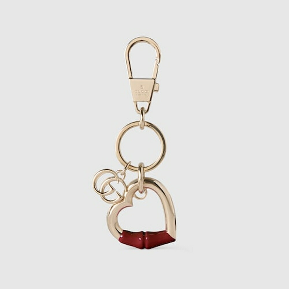 グッチ GUCCI レディース ハートシェイプ キーチェーン【グッチ ロッソ アンコーラ（深い赤）ラッカー 】【送料無料】【正規品】