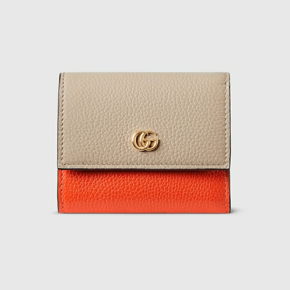 グッチ GUCCI レディース ダブルG バイカラー ミニ ウォレット 財布【ベージュ＆オレンジ レザー 】【送料無料】【正規品】