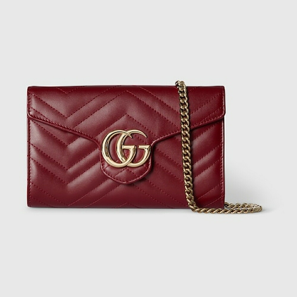 グッチ GUCCI レディース GGマーモント チェーンウォレット 財布【グッチ ロッソ アンコーラ（深い赤）レザー 】【送料無料】【正規品】