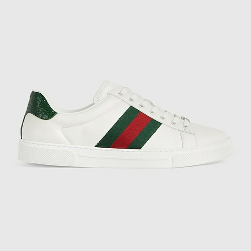 グッチ GUCCI メンズ エース ウェブ ストライプ スニーカー【ホワイト レザー 】【送料無料】【正規品】