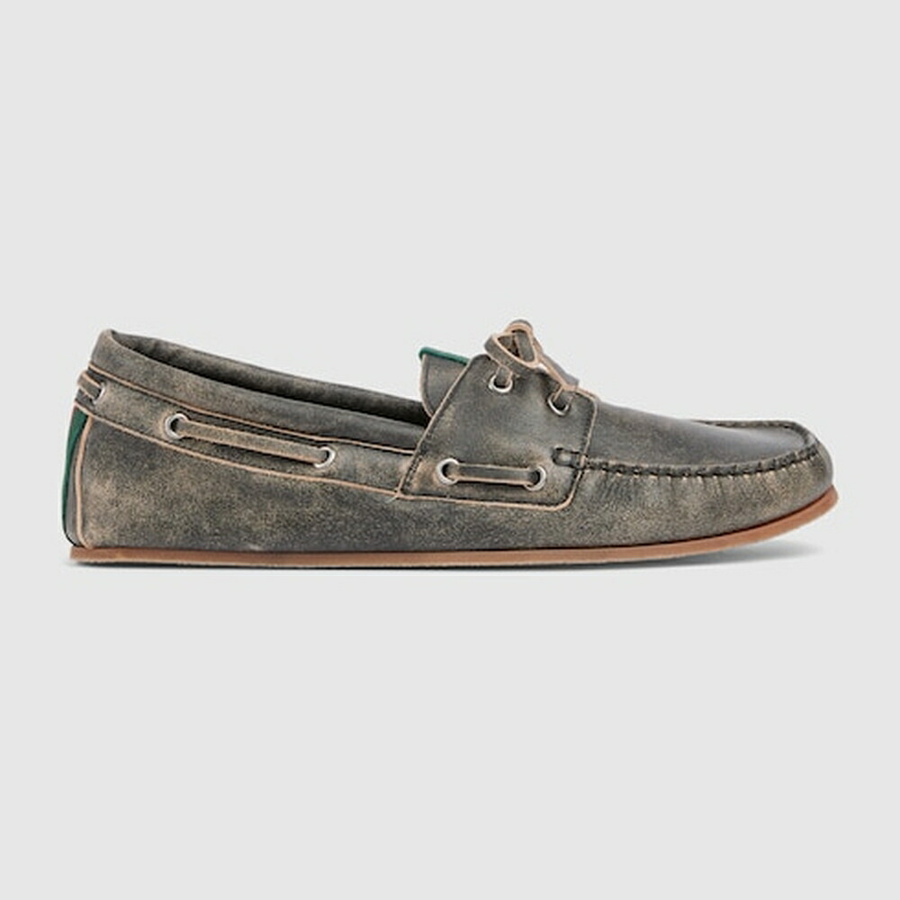 グッチ GUCCI メンズ デッキシューズ【ブラック レザー 】【送料無料】【正規品】