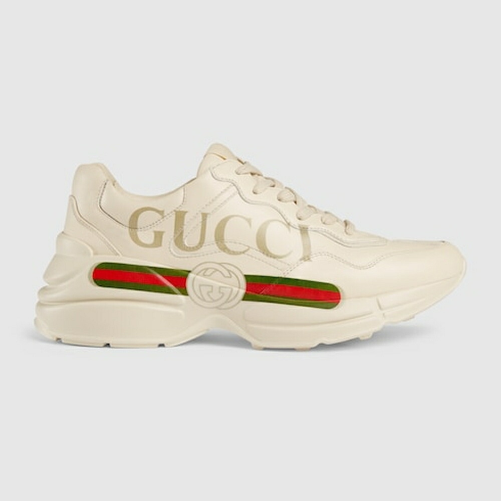 グッチ GUCCI レディース ライトン  ロゴタイプ なめし革 スニーカー【貨物輸送無料】【置き目品】