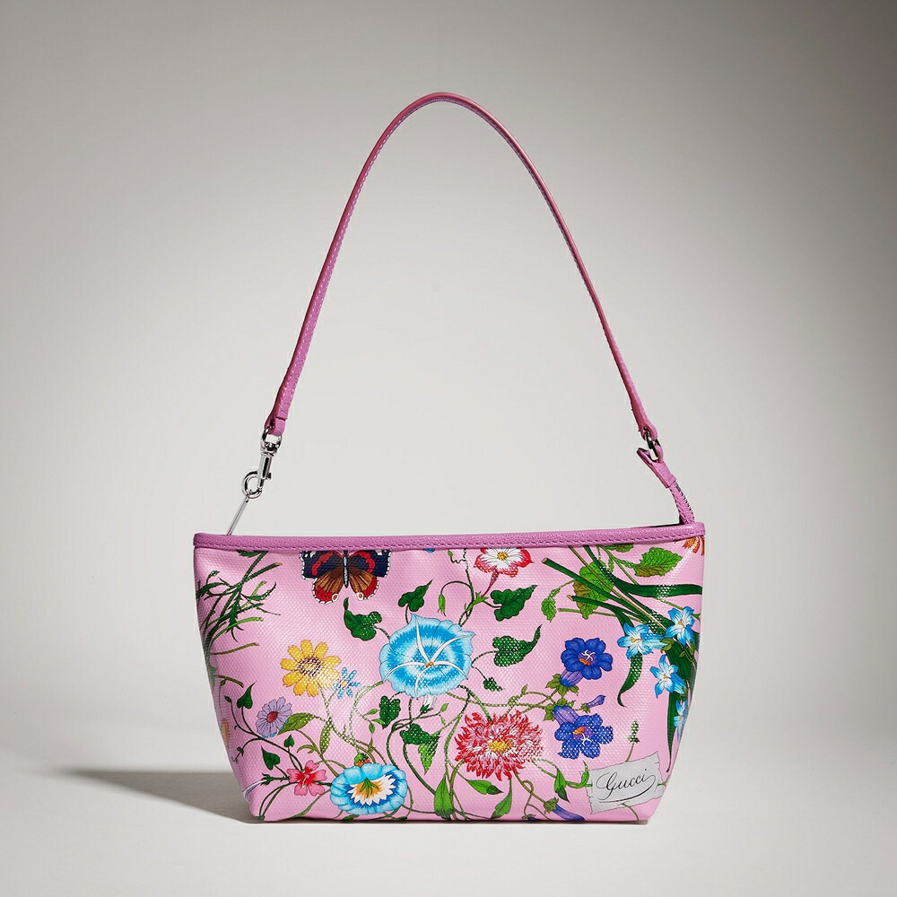 グッチ GUCCI レディース フローラモチーフ ストラップ付き スモール ポーチ【ピンク&マルチカラー キャンバス 】【送料無料】【正規品】|ブランドバッグ・雑貨CELEBRITY